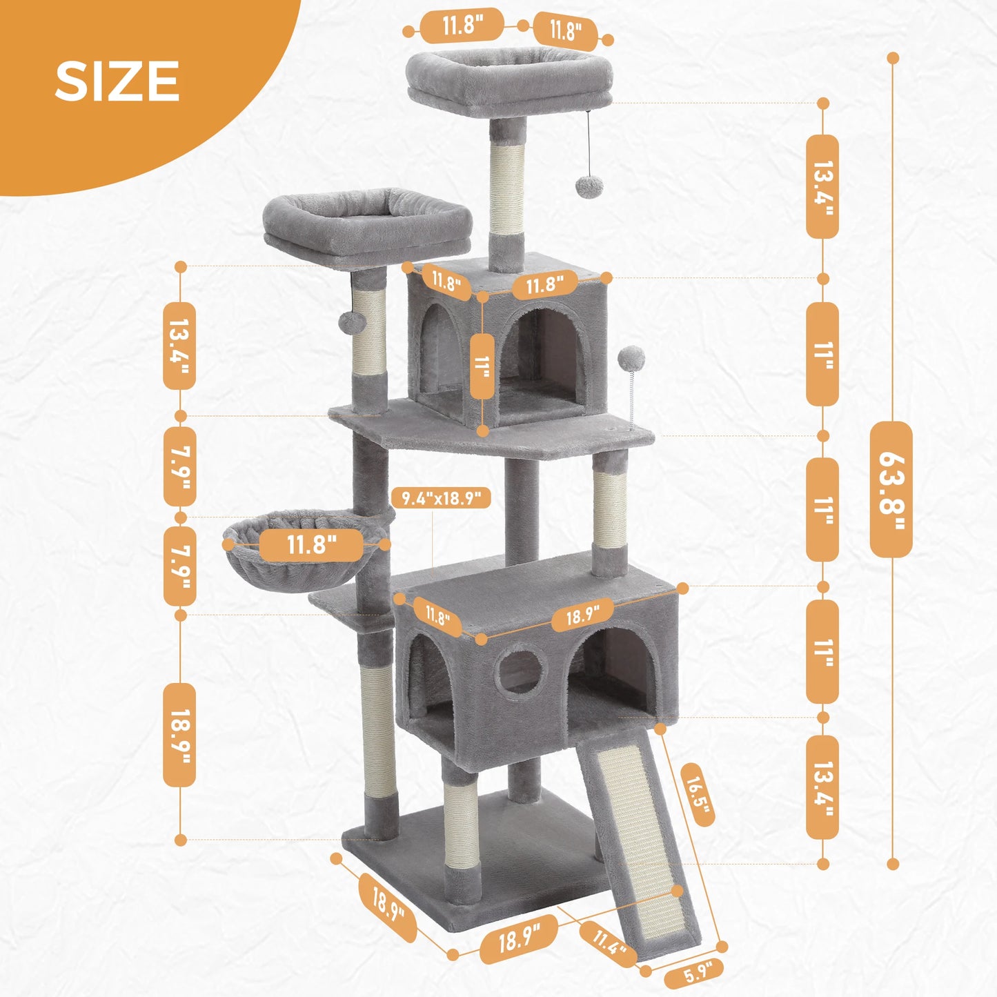 5-Laagse Kattenkrabpaal - 172 cm Hoog, Duurzaam en Comfortabel