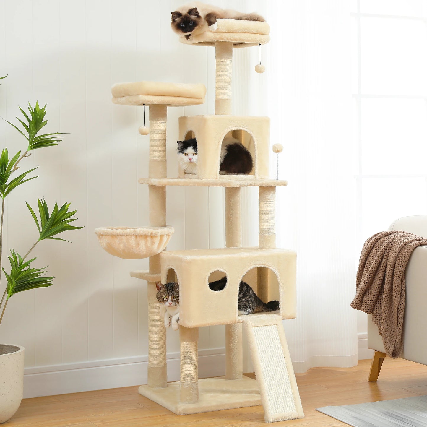 5-Laagse Kattenkrabpaal - 172 cm Hoog, Duurzaam en Comfortabel