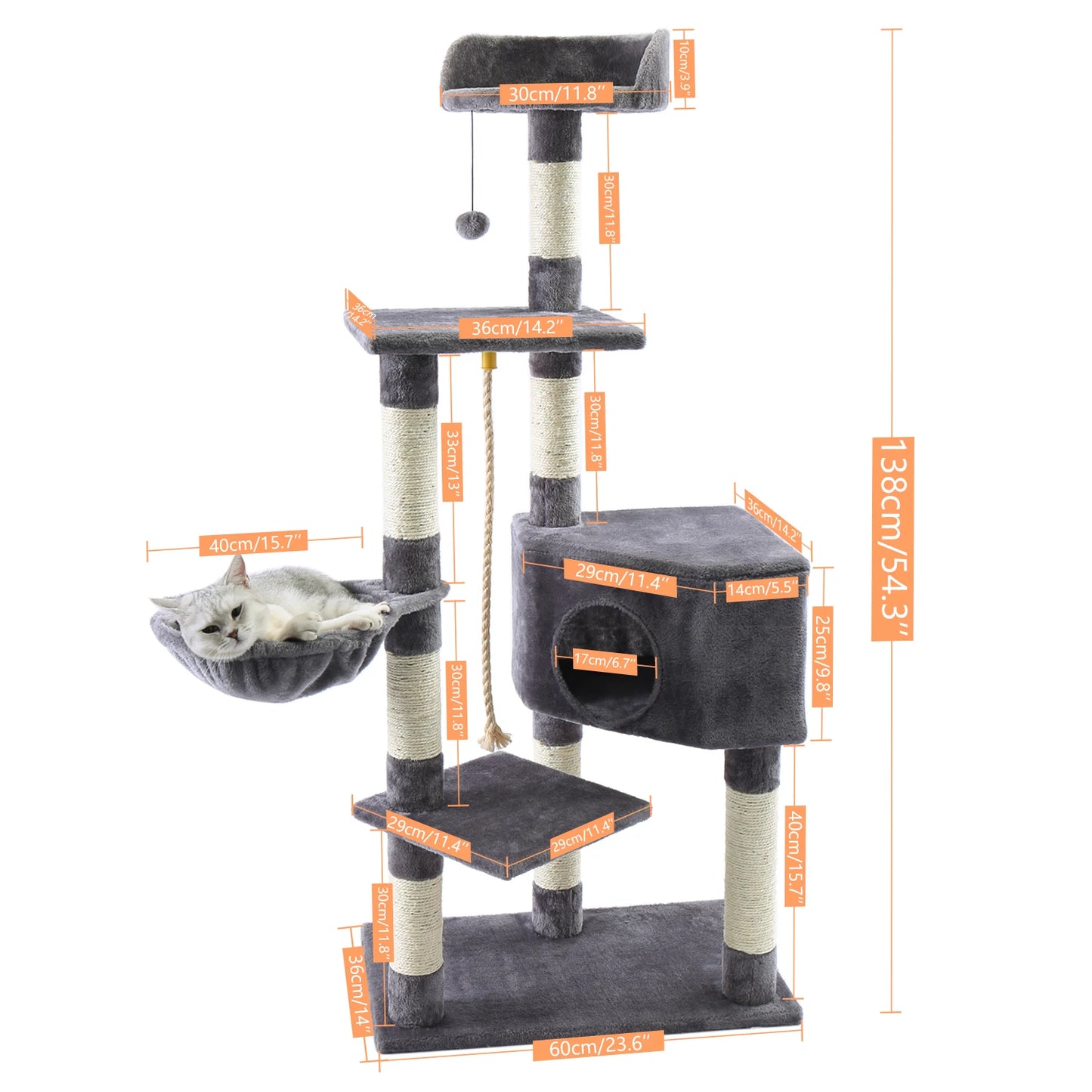 5-Laagse Kattenkrabpaal - 172 cm Hoog, Duurzaam en Comfortabel