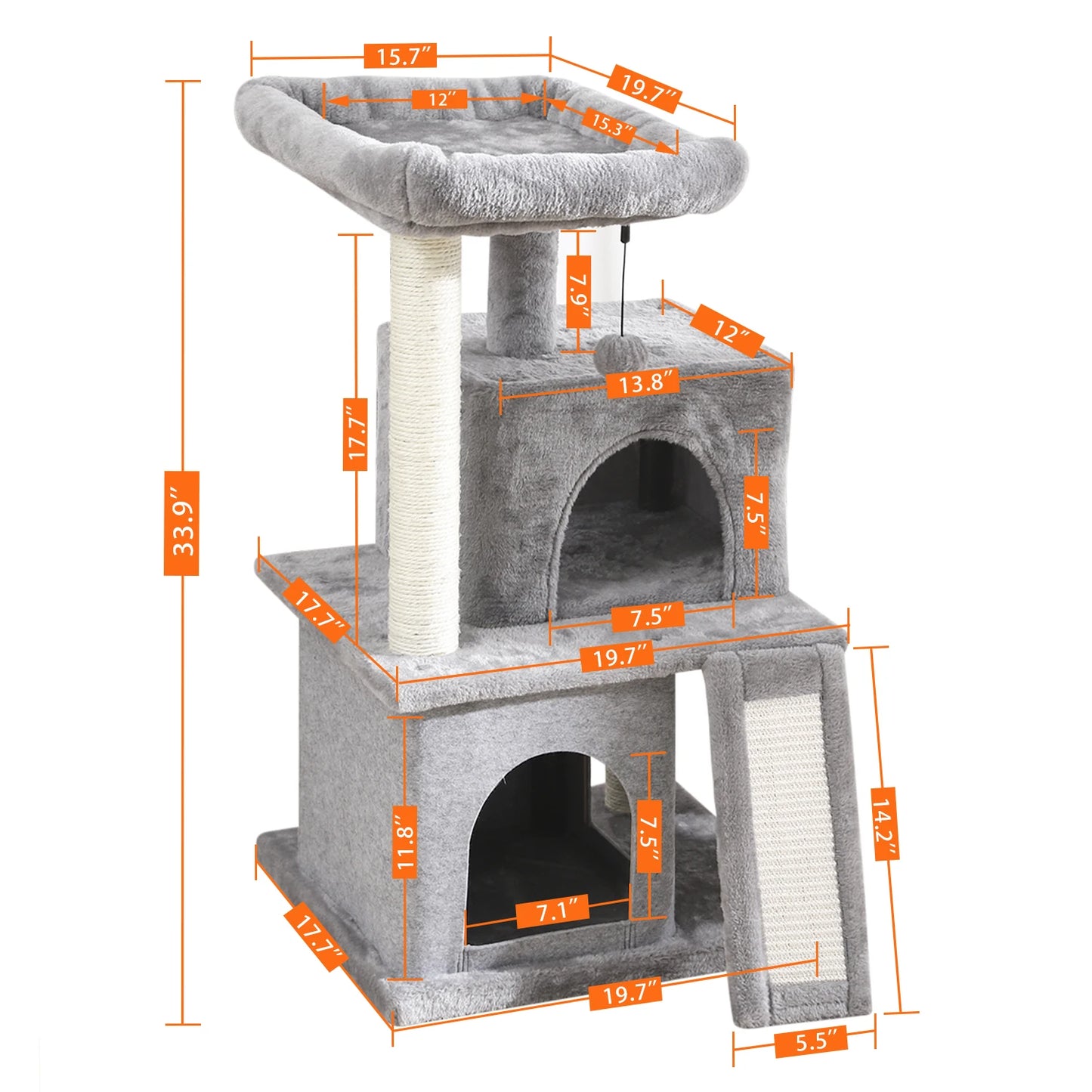 5-Laagse Kattenkrabpaal - 172 cm Hoog, Duurzaam en Comfortabel