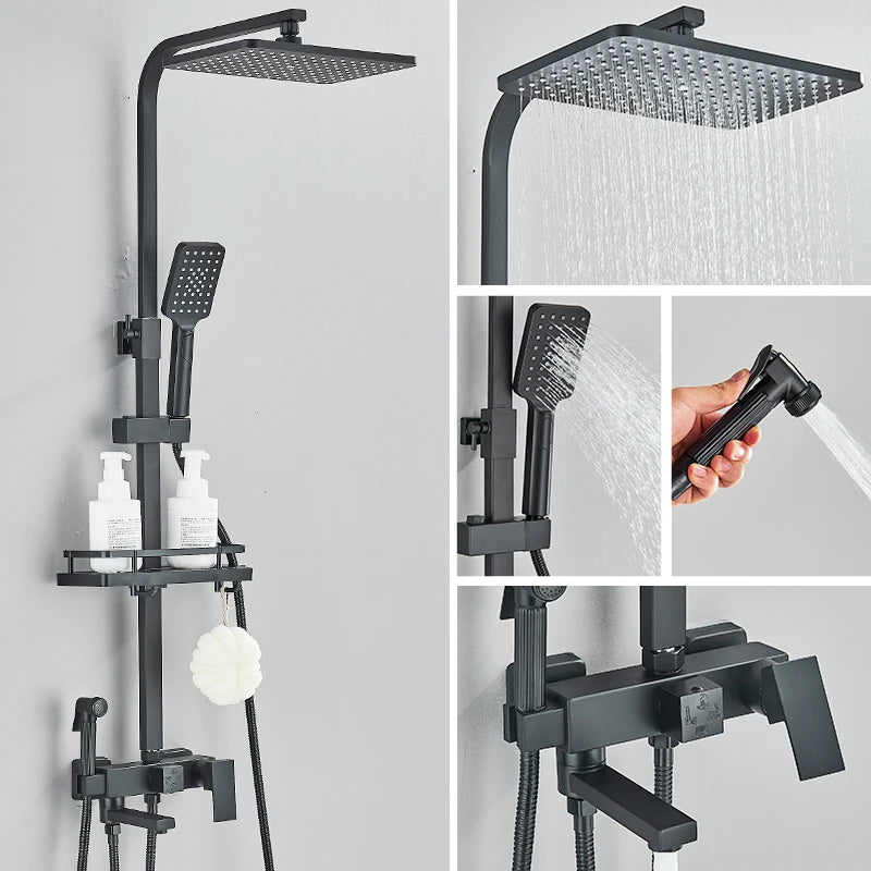 Matte Zwarte Douchekraan Set – Stijlvol en Functioneel