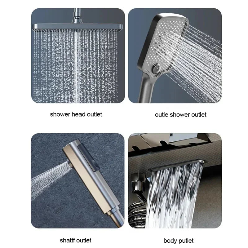 Luxe Douchekraan Set met Digitale Display en Instelbare Hoogte – Modern Comfort in Jouw Badkamer