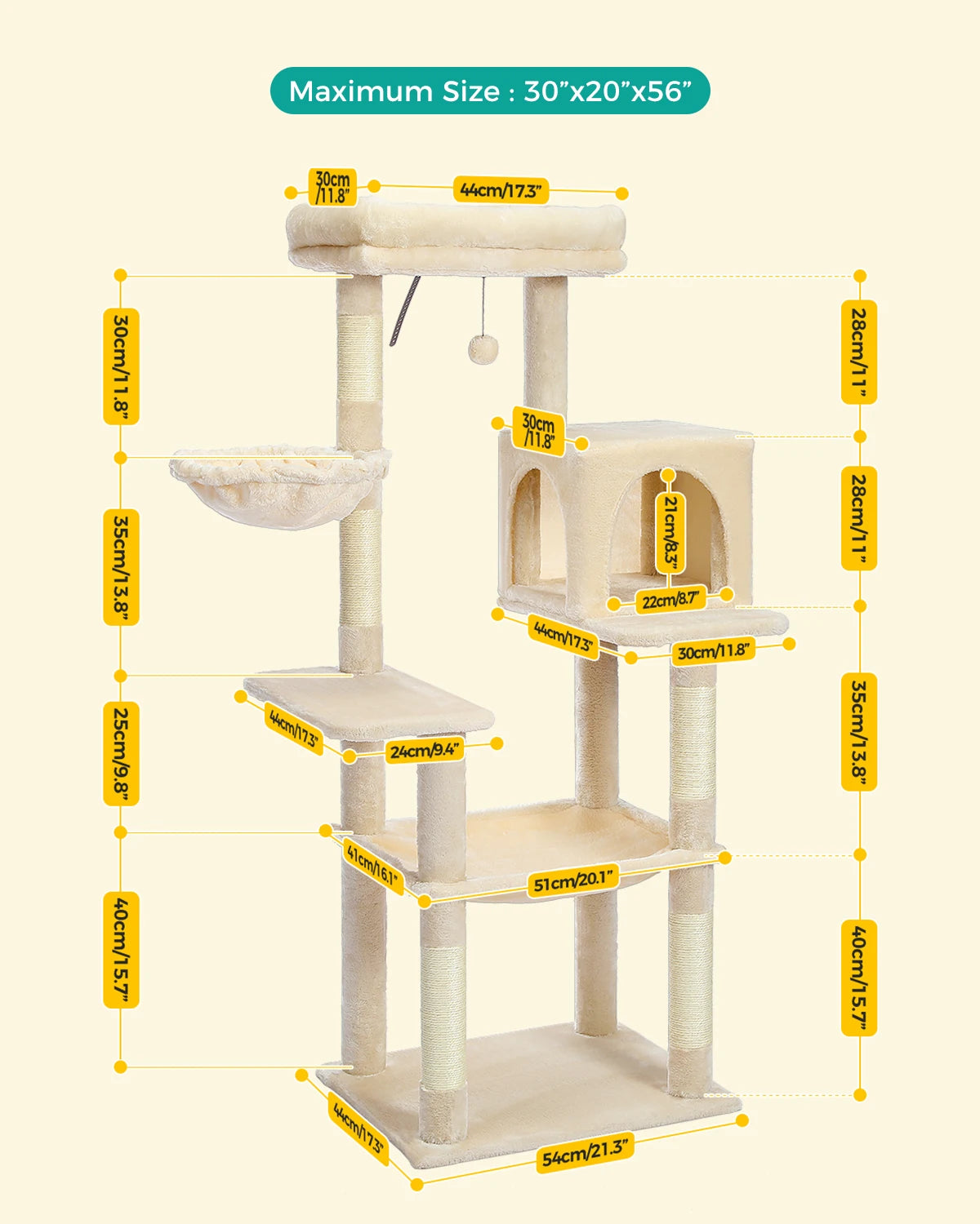 5-Laagse Kattenkrabpaal - 172 cm Hoog, Duurzaam en Comfortabel