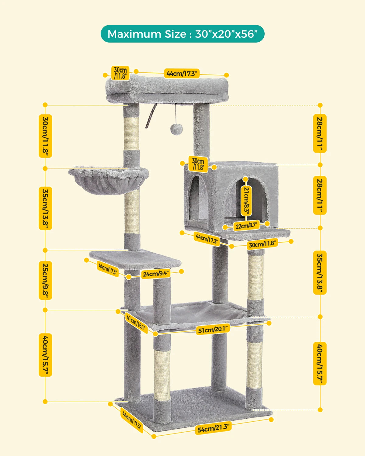 5-Laagse Kattenkrabpaal - 172 cm Hoog, Duurzaam en Comfortabel