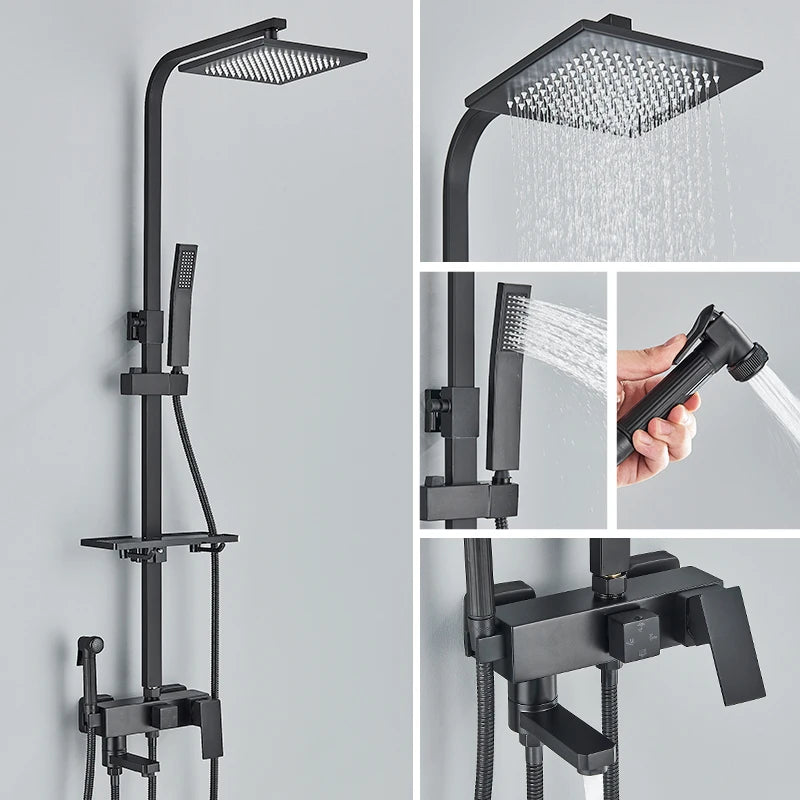 Matte Zwarte Douchekraan Set – Stijlvol en Functioneel