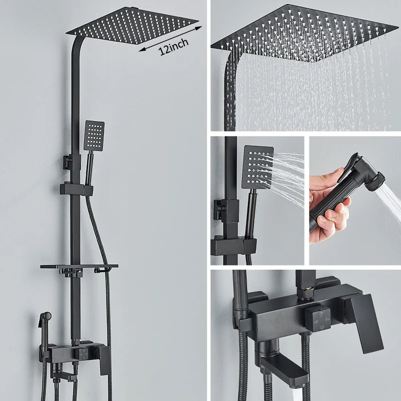Matte Zwarte Douchekraan Set – Stijlvol en Functioneel