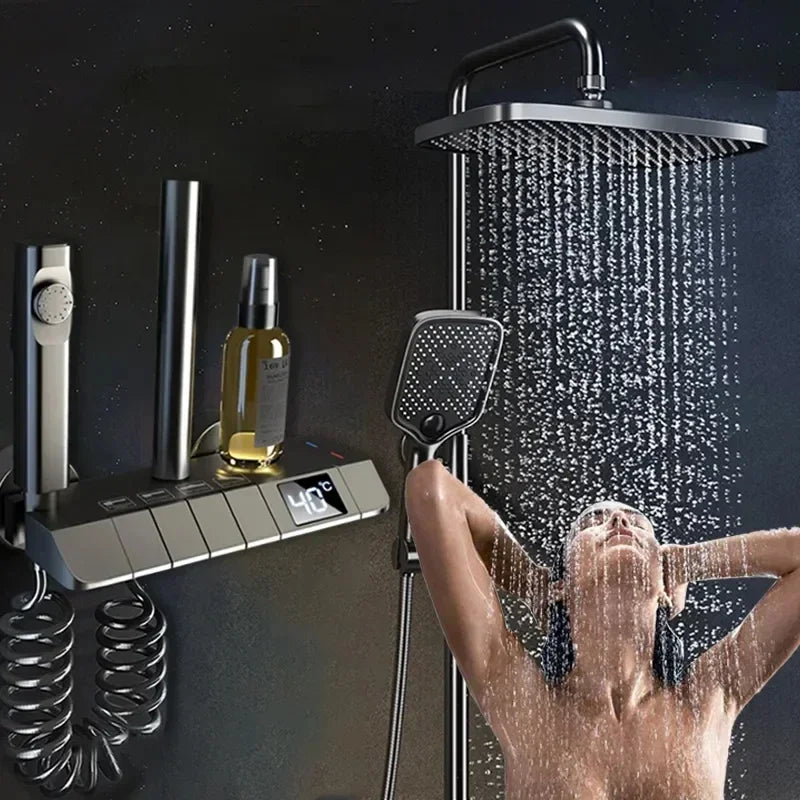 Luxe Douchekraan Set met Digitale Display en Instelbare Hoogte – Modern Comfort in Jouw Badkamer
