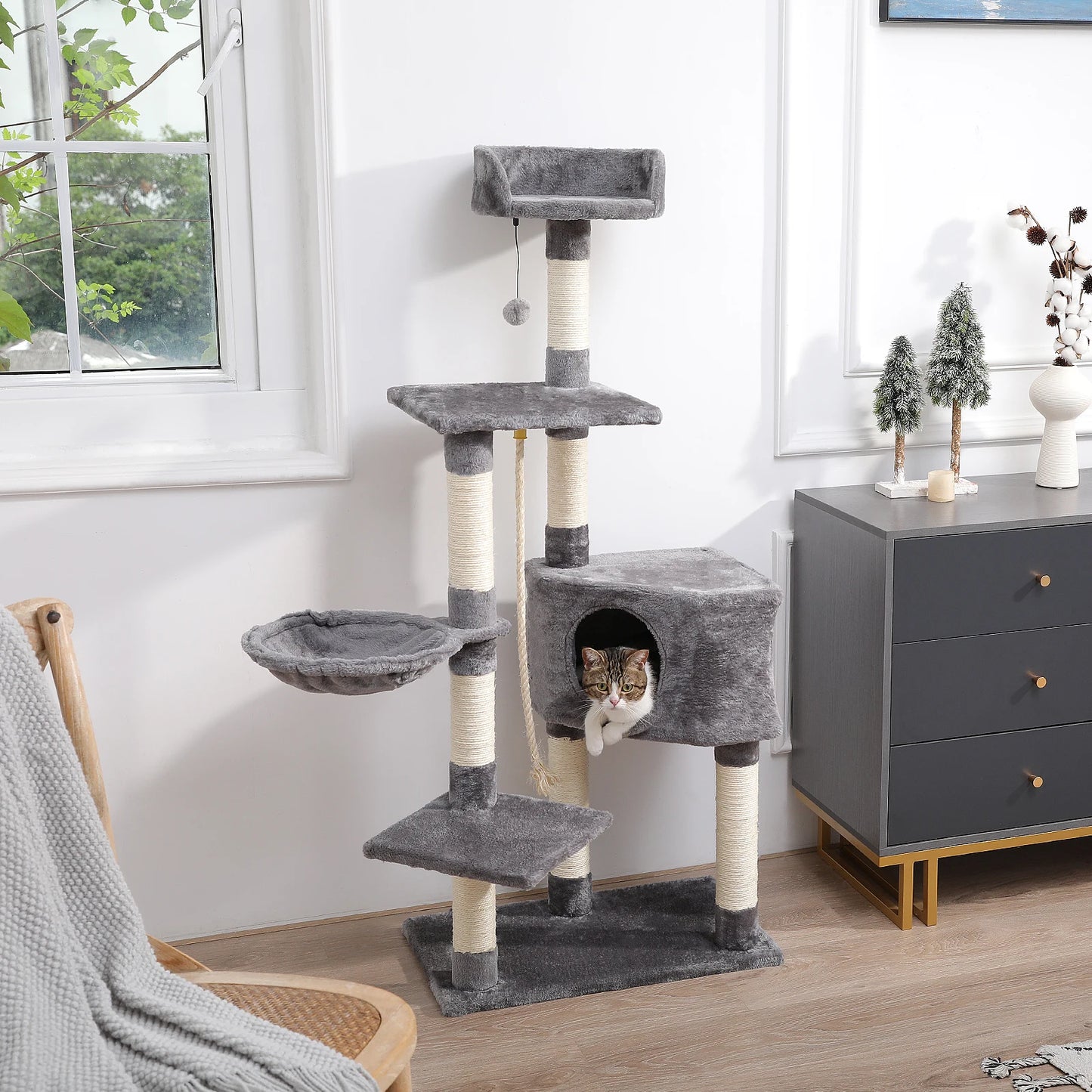 5-Laagse Kattenkrabpaal - 172 cm Hoog, Duurzaam en Comfortabel