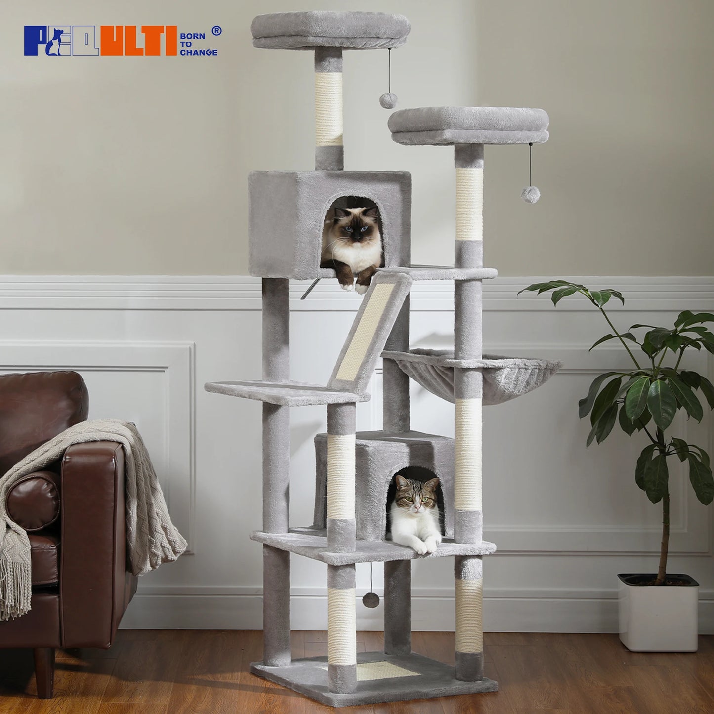 Luxe Multi Level Katten krabpaal met Pluche Condo en Speelopties