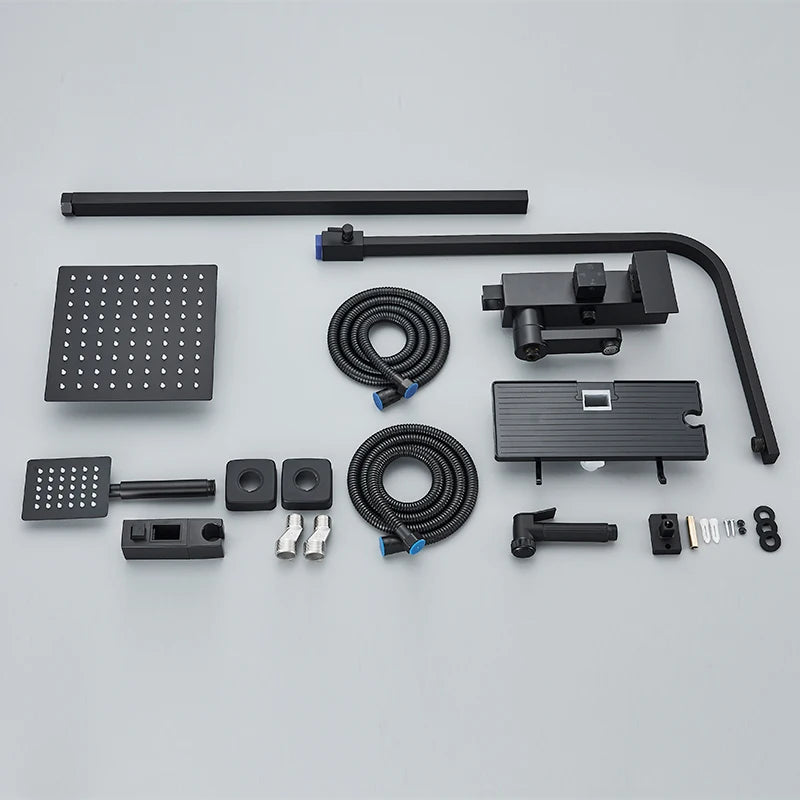 Matte Zwarte Douchekraan Set – Stijlvol en Functioneel
