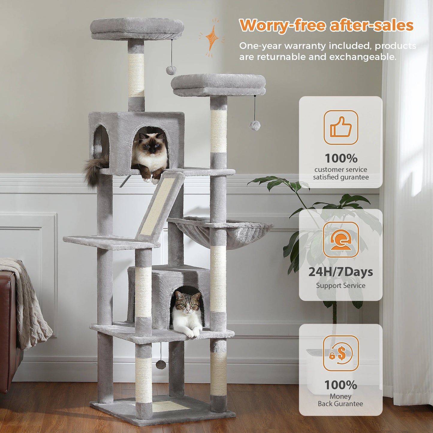 Luxe Multi Level Katten krabpaal met Pluche Condo en Speelopties