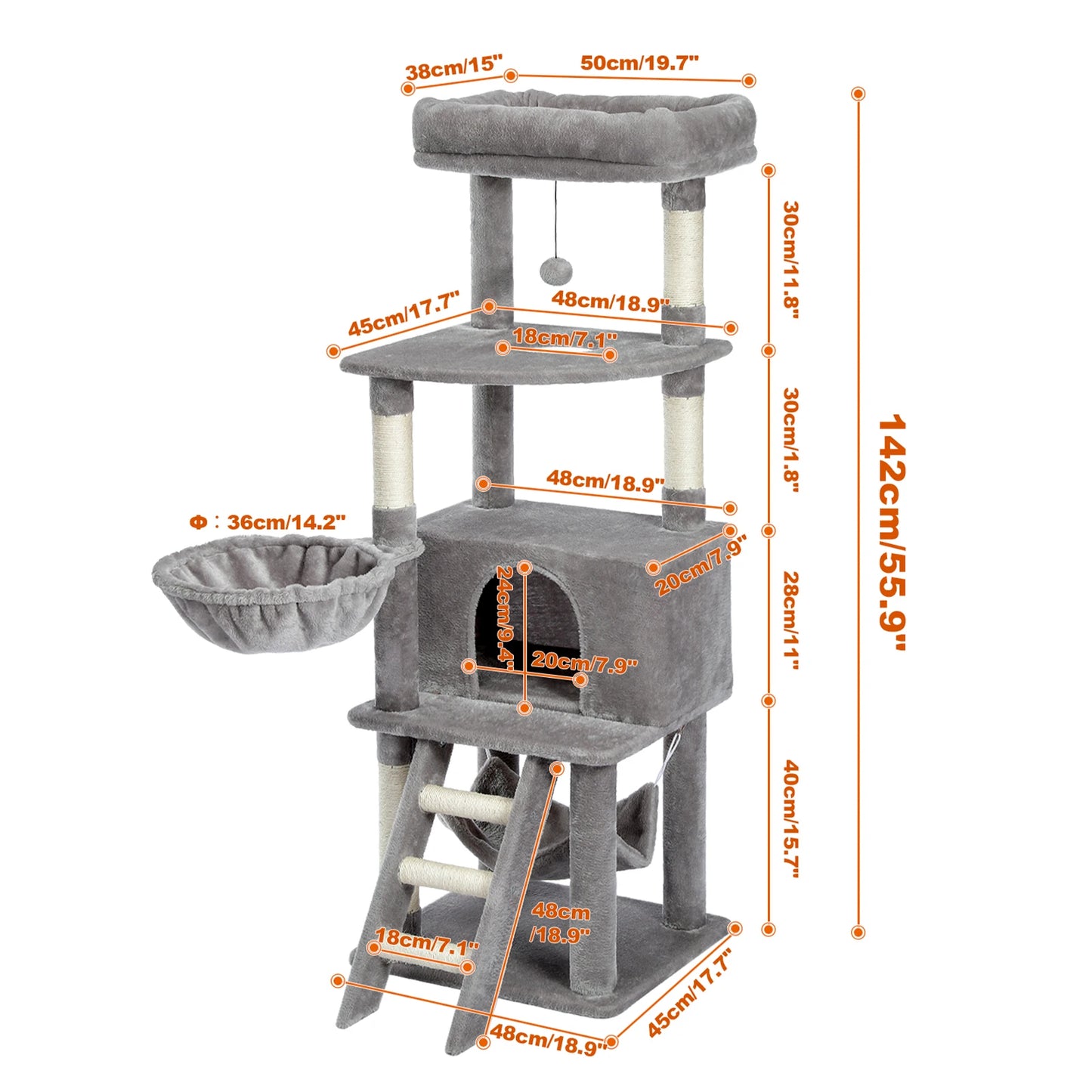 5-Laagse Kattenkrabpaal - 172 cm Hoog, Duurzaam en Comfortabel