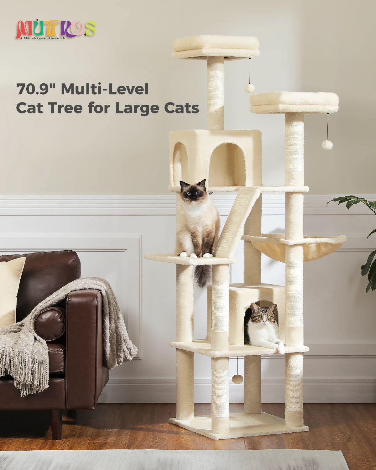 Luxe Multi Level Katten krabpaal met Pluche Condo en Speelopties