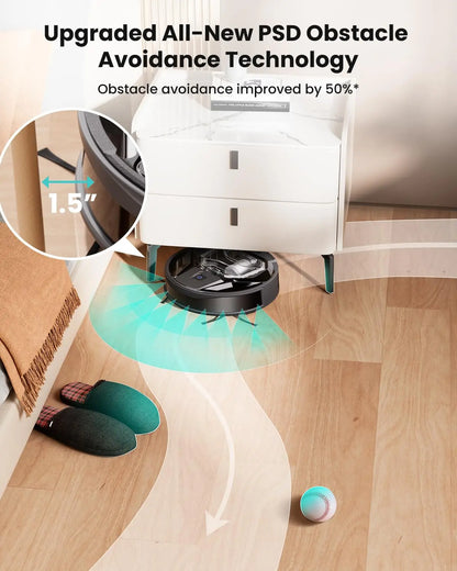 Lefant M320 Robot Vacuum Cleaner with Mop, 6000Pa Powerful Suction, Super Slim, Visible Dustbin, Carpet Detection,White